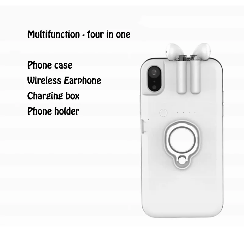 Беспроводные заряжаемые наушники чехол для телефона для iPhone X Xs max Xr 7 8 6 6S Plus ушной чехол для телефона для Airpods гарнитура с автомобильным держателем