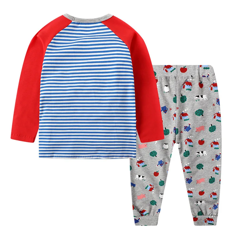 Комплекты детской одежды из хлопка для девочек Детский костюм для девочек, одежда, футболка+ брючный костюм детские костюмы для малышей jumping meter
