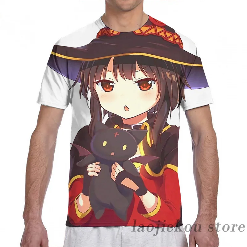 Мужская и женская футболка Megumin Konosuba модная со сплошным принтом для девочек топы