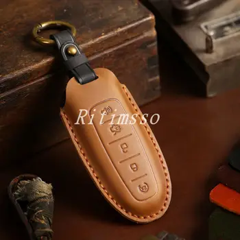 5 pulsanti fatti a mano in pelle chiavi Auto Fob Shell copertura della cassa chiave dell'automobile per Ford Edge/Escape/Explorer/Focus/Taurus/Flex/LINCOLN