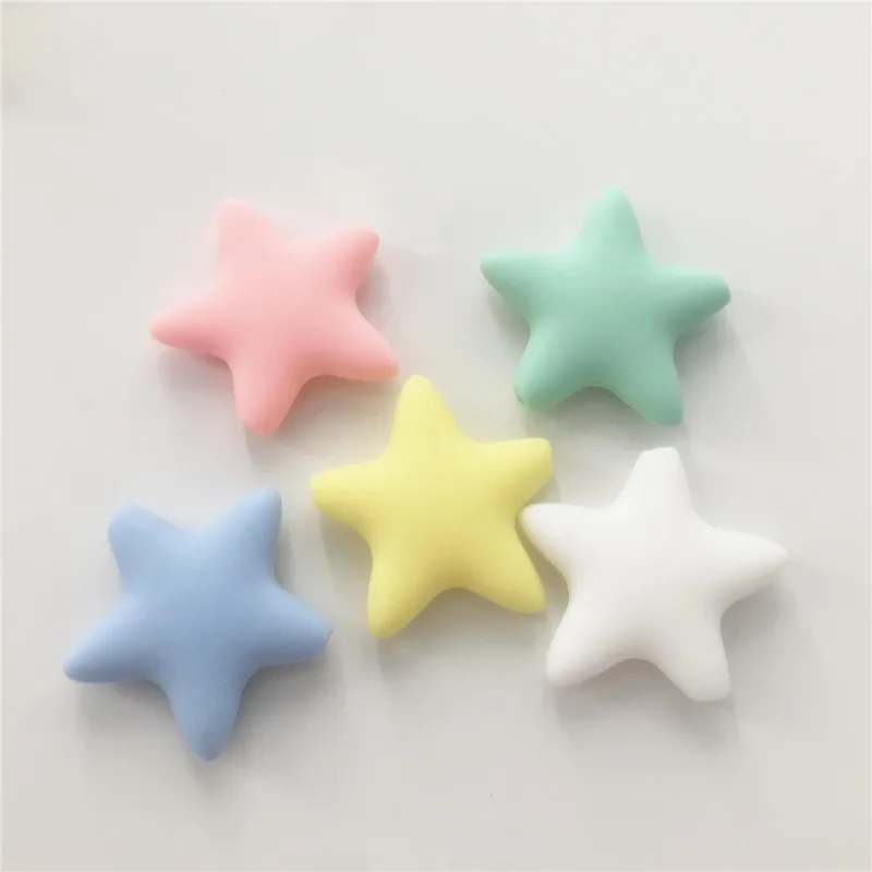 45mm Star Chenkai 10 шт. силиконовые коала Прорезыватели бусины DIY животное прорезывание зубов ожерелье бусины для ребенка пустышка мультфильм соска Игрушка аксессуары - Цвет: 45mm Star