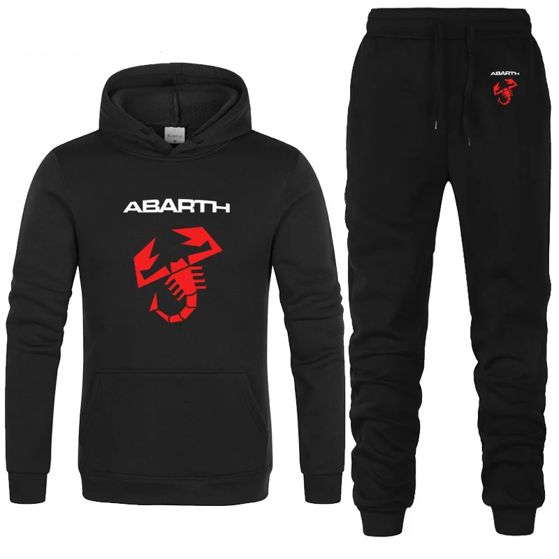 Мужские толстовки с капюшоном, с принтом логотипа «Автомобиль ABARTH», унисекс, модная мужская толстовка с капюшоном в стиле хип-хоп, harajuku, повседневные флисовые худи, штаны, костюм из 2 предметов