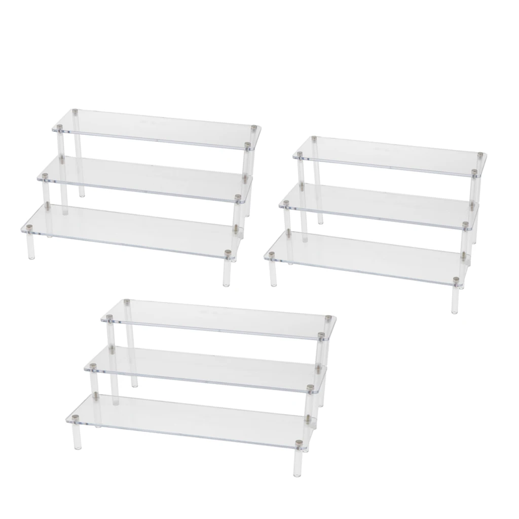 Clear Acrylic Rack Perfume Cosmetics Doll Car Display Stand Risers Shelf