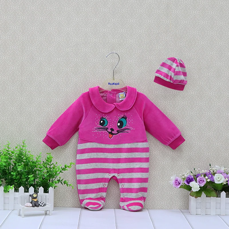 0-12 Months Baby Rompers 2 Pieces/Lot Hat+Bodysuits For Boys and Girls Printed Fashion Pattern