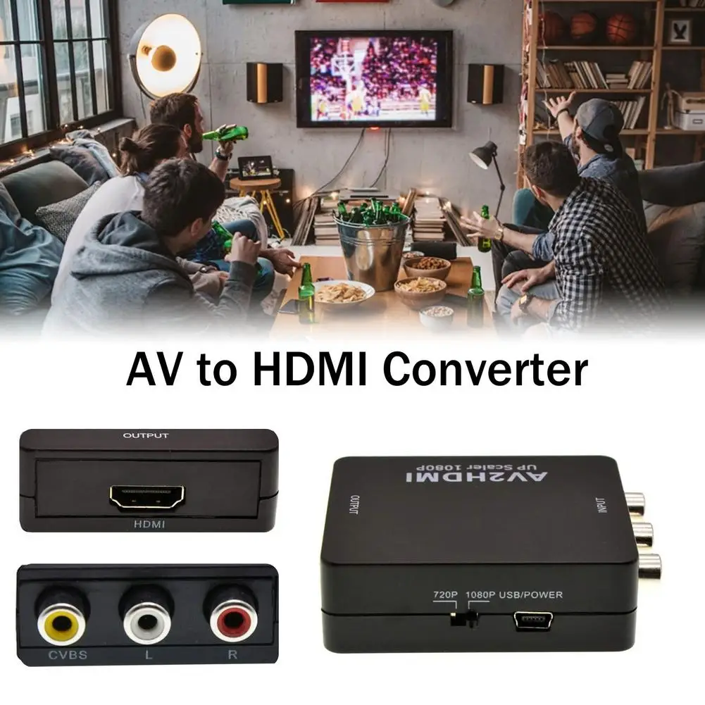 Kebidu AV в HDMI-совместимый коммутационный блок AV2HDMI преобразователь Full HD 1080P