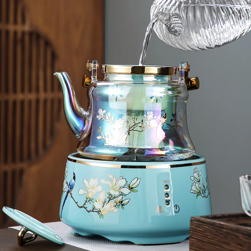 220V 1500w Automatic Insulation Electric ceramic heaters Tea stove boiler 850ml teapot Borosilicate glass three gears two filter