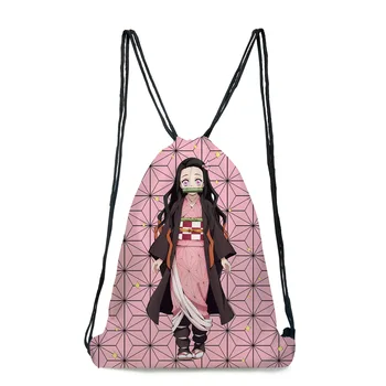 

Anime Backpack Demon Slayer Polyester Fashion Girl Boys With Drawstring Pocket