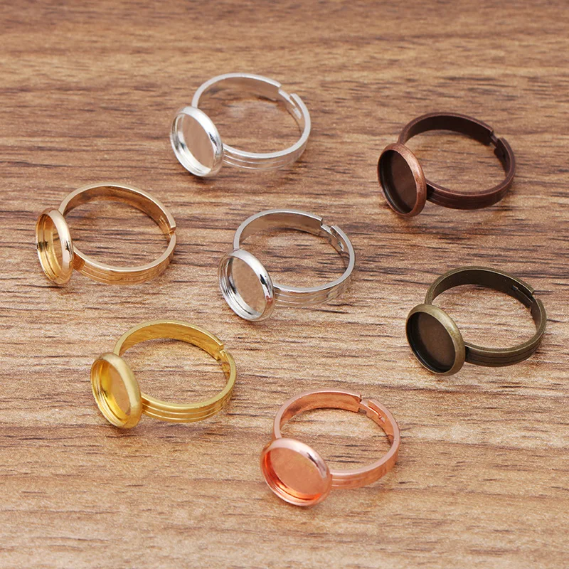 10pcs Adjustable Blank Ring Base Accessories Fit 10mm-20mm Glass Cabochons Cameo Settings DIY Jewelry Findings | Украшения и