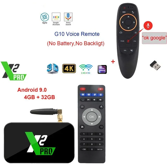 X2 Cube 2GB Android 9,0 Smart tv Box 4K HD медиаплеер Amlogic S905X2 X2 Pro 4GB DDR4 32GB телеприставка Ugoos tv box VS AM6/3 - Цвет: x2cube EN G10