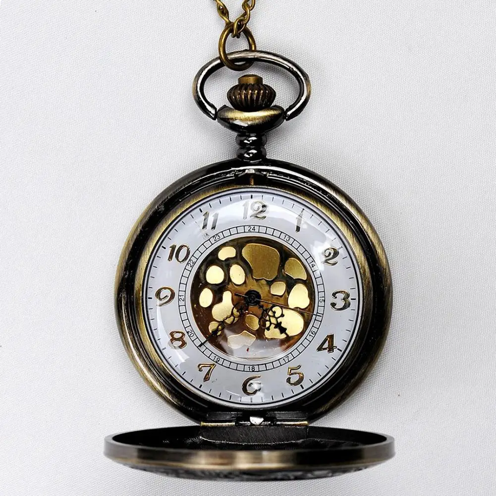 Classical Large Gold Face Roman Pocket Watch Stylish Scale Bronze | Наручные часы