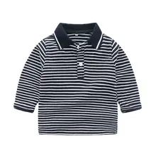 Весенне-осенние повседневные Модные топы для малышей; рубашка в полоску с длинными рукавами и принтом; детские блузки