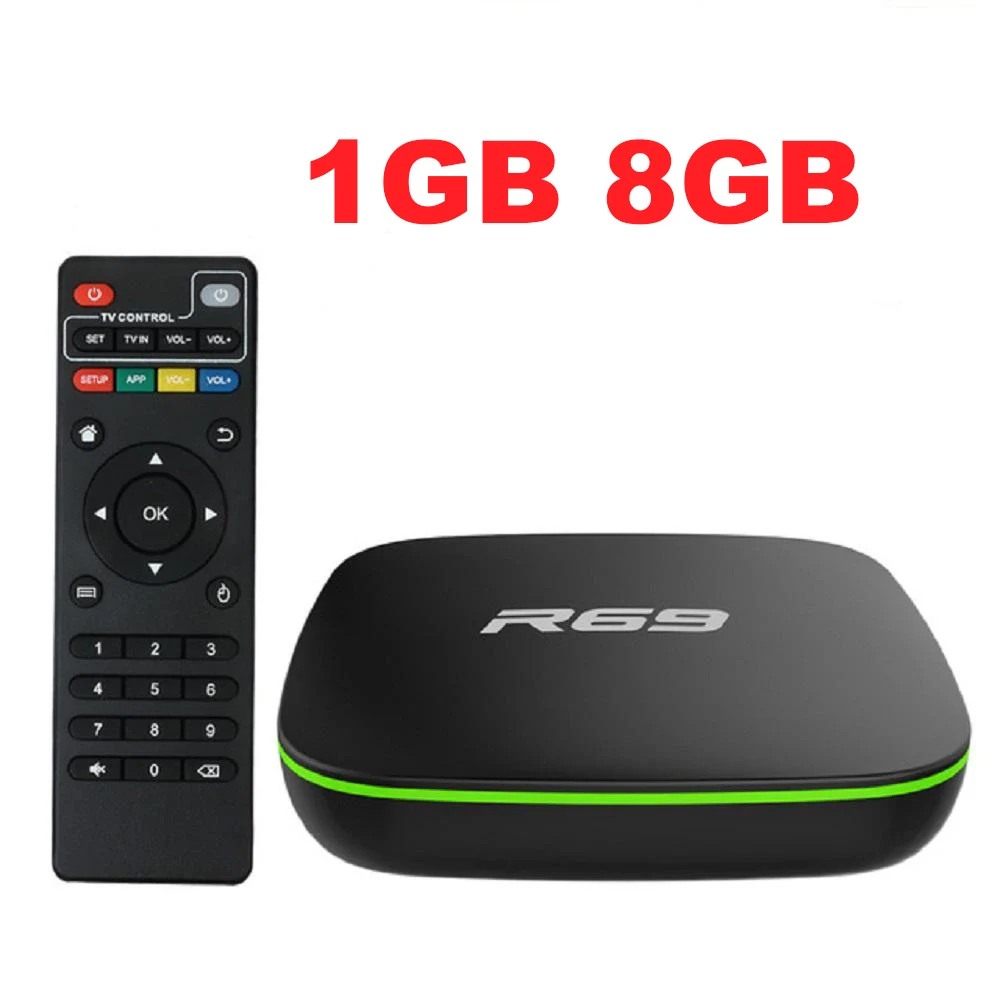1GB8GB TV BOX R69 Смарт ТВ приставка Android 7,1 приставка 1G8G/2G16G Allwinner H3 четырехъядерный 2,4 ГГц WiFi 1080P HD Домашний онлайн фильмы медиаплеер - Цвет: 1GB8GB TV BOX