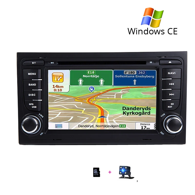 2 din автомобильный DVD Радио мультимедийный плеер стерео для Audi A4 2002-2008 B5 B6 B7 gps Авторадио Навигационная Система головное устройство - Цвет: Wince Map Cam