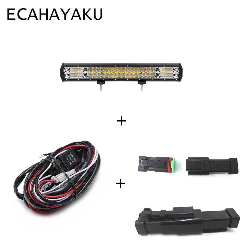 ECAHAYAKU Tri row 20 &quotАвтомобильный светодиодный свет бар стробоскоп стиль 288 Вт с