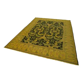 

310x412 Cm Yellow Handmade Overdyed Large Area Rug-10x13 Ft