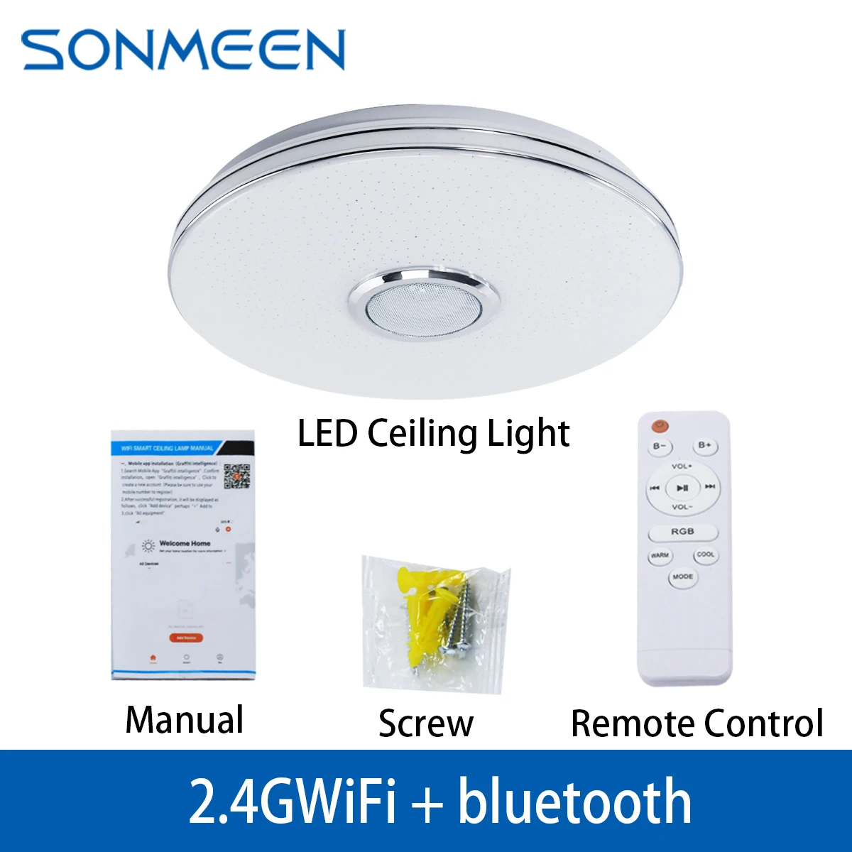 SONMEEN 33CM WiFi Modern RGB LED Ceiling Light Home APP Bluetooth Music Smart Lamp+Remote Control For Google Assistant/Alexa downlights Downlights