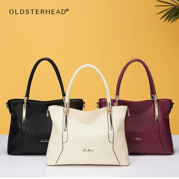 

LAORENTOU 2020 Women's Casual HandBag Cow Leather Large Capacity Female Shoulder Tote Bag Stylish Lady Travel Fall Winter Purse