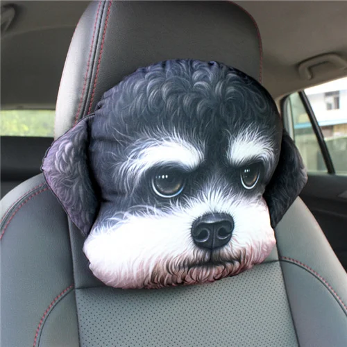 Neck Pillow 3D Dog Throw Pilows Cartoon Personality Creativity Husky Animal Head Car Headrest Cushion Plush Doll Gift Decor 