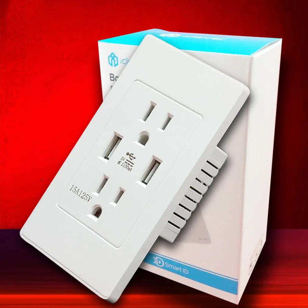 US 2 usb порта домашнее настенное зарядное устройство адаптер розетка двойной USB порт розетки пластина панель США вилка домашнее настенное зарядное устройство адаптер Белый/Черный