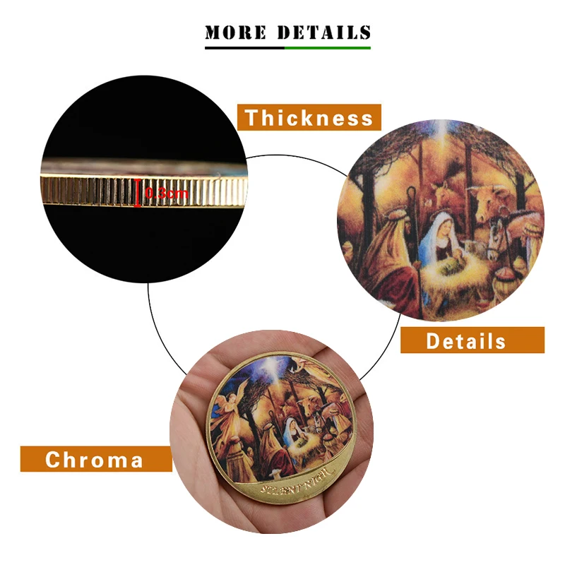 Позолоченные монеты с Иисусом 5 шт./лот тихий ночной принц мира для