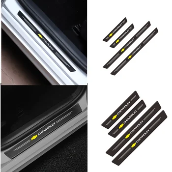 

4PCS Car Door Threshold Plate Anti-Scratch Carbon Fiber Sticker For Chevrolet Captiva Colorado Cruze Spark Malibu Trax