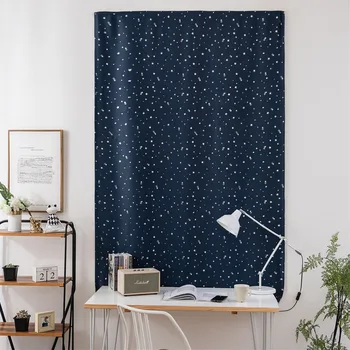 

Modern Window Velcro Curtains For Living Room Bedroom Hot Silver Stars Blackout Curtains Beige Blue Green Navy Pink Panel Drapes