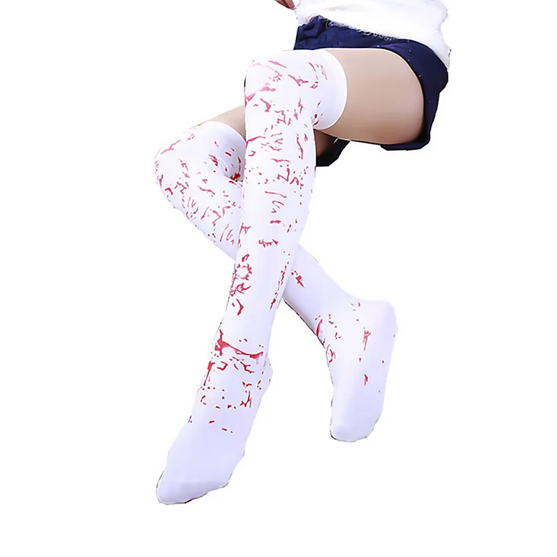 socks 1 Besegad Хэллоуин белый Скелет длинные руки перчатки чулки с узором «кости» облегающие высокие носки; Косплэй Детский костюм для вечеринок аксессуары Игрушка - Цвет: socks 1