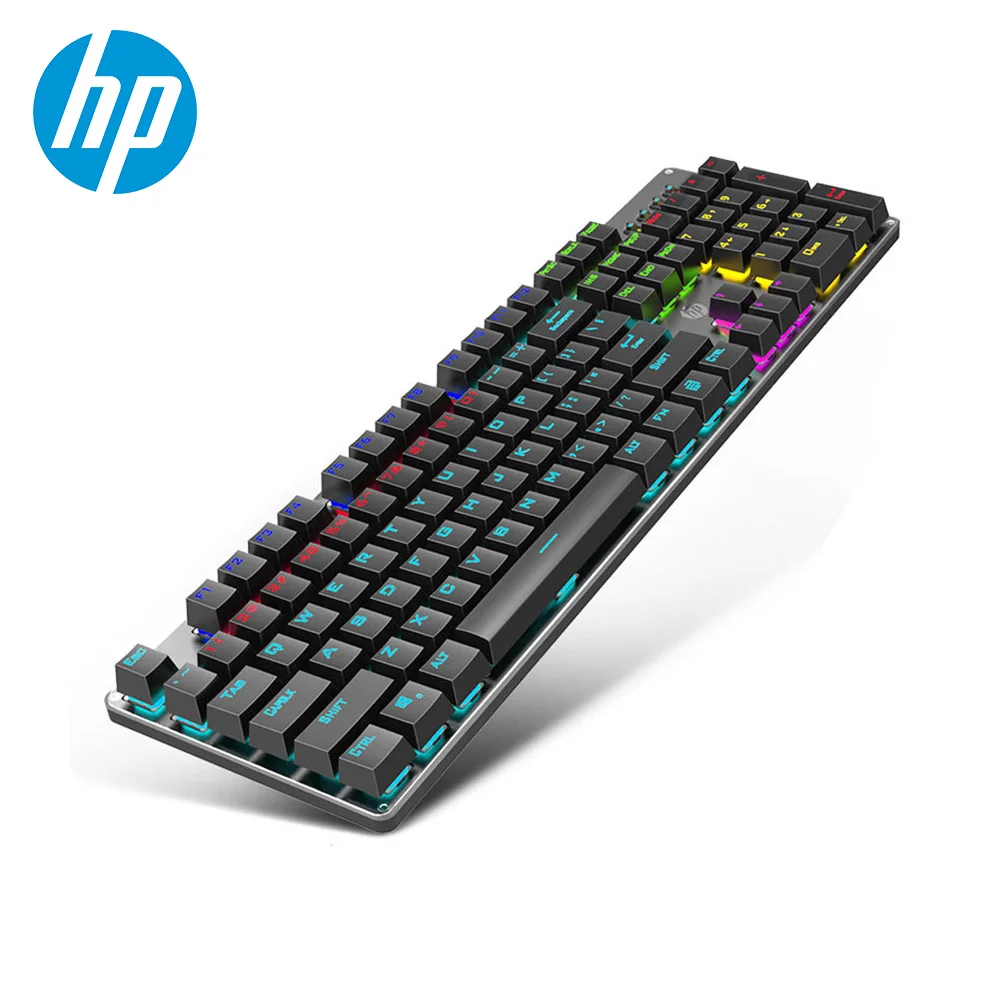 Механическая игровая клавиатура HP GK100 подсветка синий красный переключатель 104