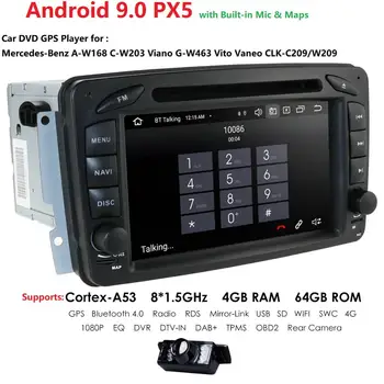 

4GRAM,64GROM2DIN 7''Android 9.0PX5 Octa core GPS Navigation for Mercedes-Benz A-W168 C-W203Viano VitoW209Support SWC WIFI