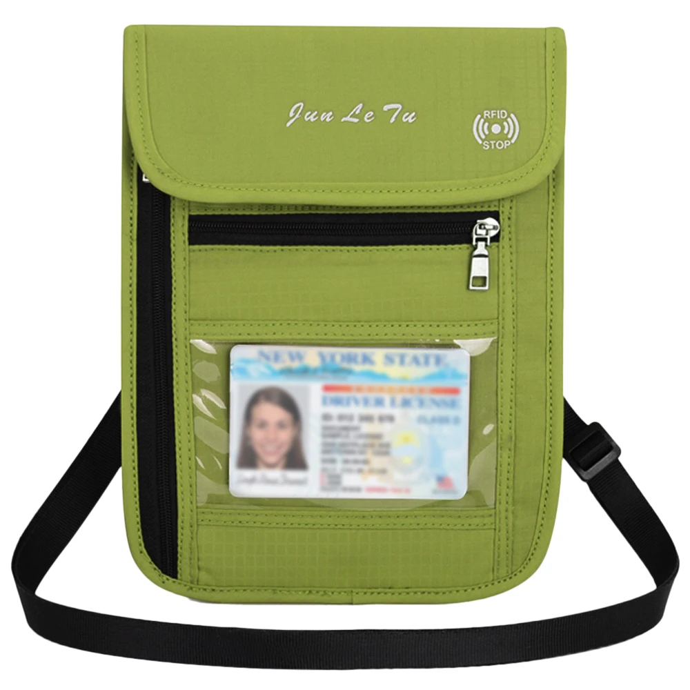 Lixada Colorful Neck Pouch Wallet with RFID Blocking Passport Holder Document Organizer Card Key Bag for Men Women - Цвет: Green