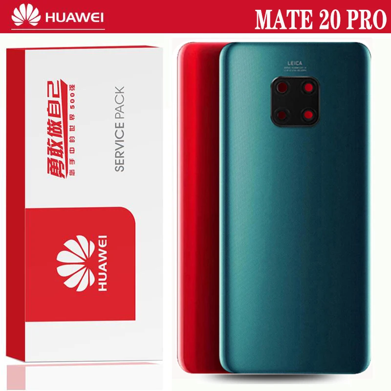 Оригинальная Замена заднего корпуса для Huawei Mate 20 Pro задняя крышка батарейное стекло с наклейкой на объектив