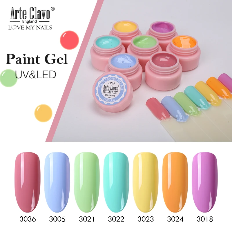 

Arte Clavo 5ml Painting Gel Nail Art Design Manicure Soak Off Enamel Gel Polish UV Gel Nail Polish 72 Color Glitter Nail Lacquer