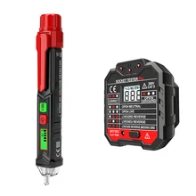 Voltage Tester Non-Contact with LED Flashlight+ GFCI Outlet Tester Power Socket Tester(Voltage Teser+ Outlet Tester