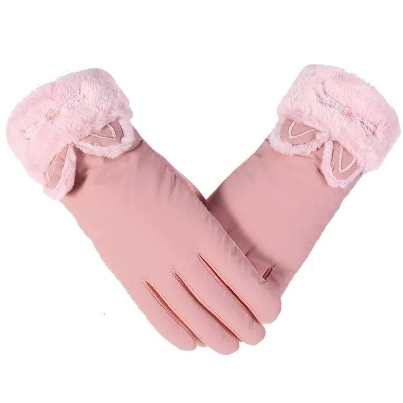 

Women's outdoor warm gloves in winter with velvet and thicker windproof and waterproof touch screen bike warm gloves