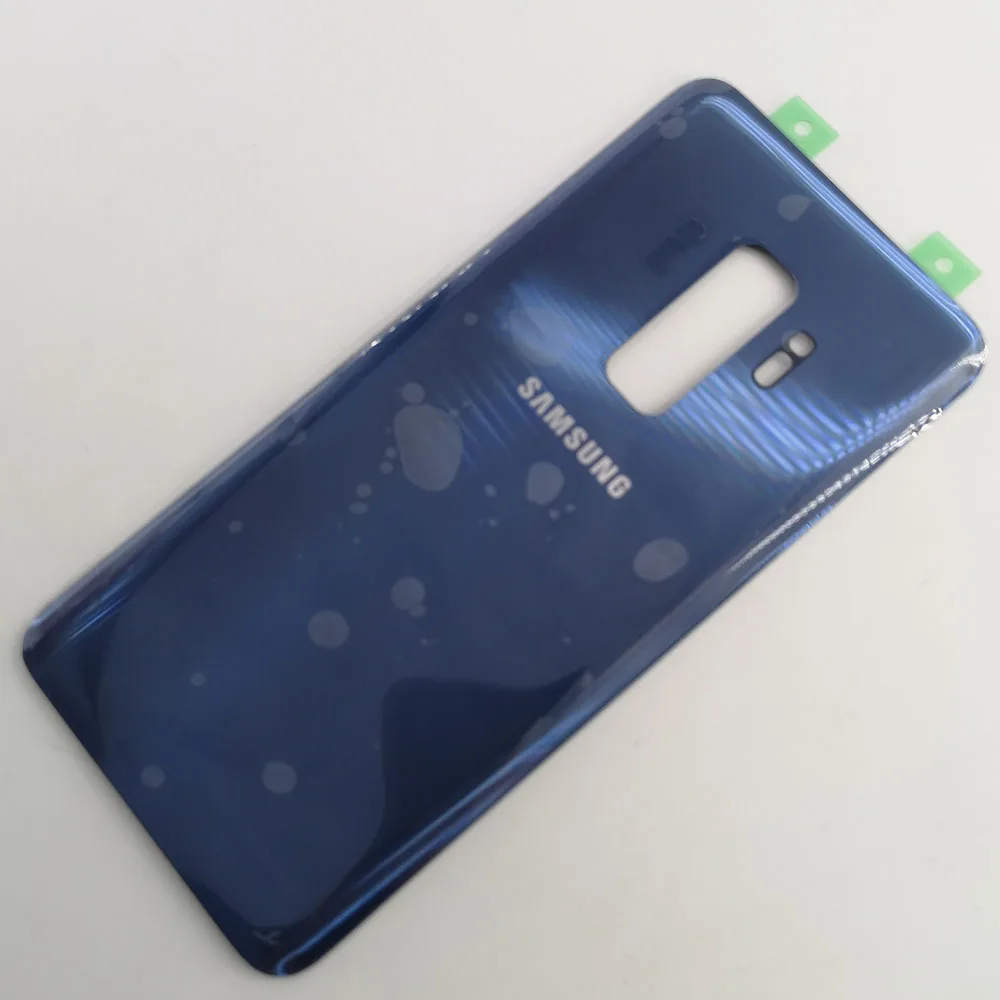 Синий Samsung s9plus задняя крышка батарейного отсека 3D стеклянный корпус крышка для samsung Galaxy S9 Plus G965F S9+ задняя дверь+ клейкая наклейка - Цвет: Синий