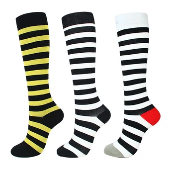 

High Elastic Unisex Compression Socks Professional Leg Protection Long Socks Stripe Printed Sock Compression Socks Leg Shaper
