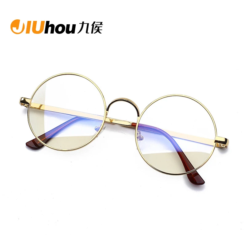 Anti-blue Anti-fatigue Glasses Goggles Female Eye Protection Computer Round Flat Mirror No Degree Plane Mirror Male Eye Blue Ray