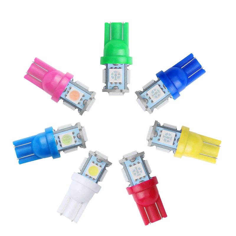 

10PCS T10 W5W 194 168 5050 5SMD LED Light Bulb Auto Led Backup Lights Wedge Reading Lamp Car Styling white blue Car Styling 12V