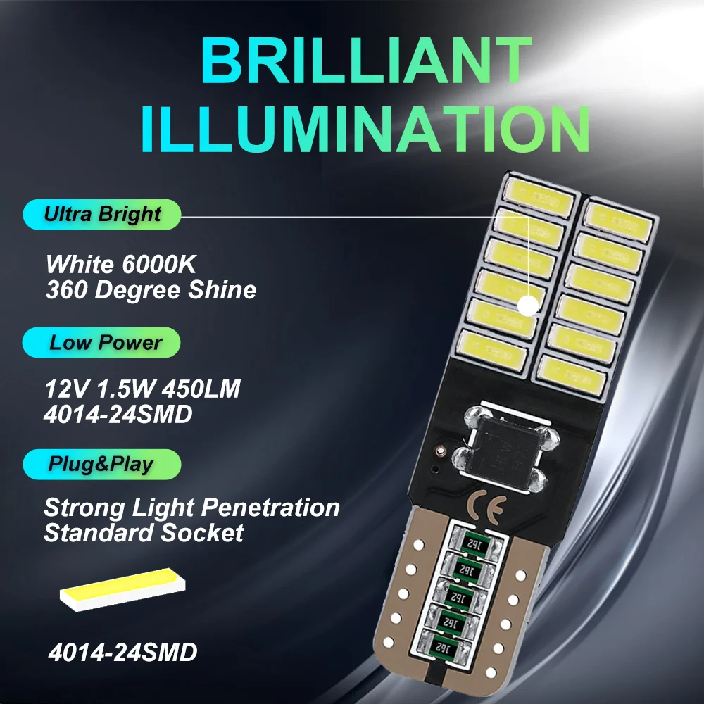 10pcs T10 W5W 194 168 2825 158 825 501 LED ���� �ڵ��� 4014 24SMD12V ���� ���� ��� ���� ���� ��� ����� �Ķ��� ������