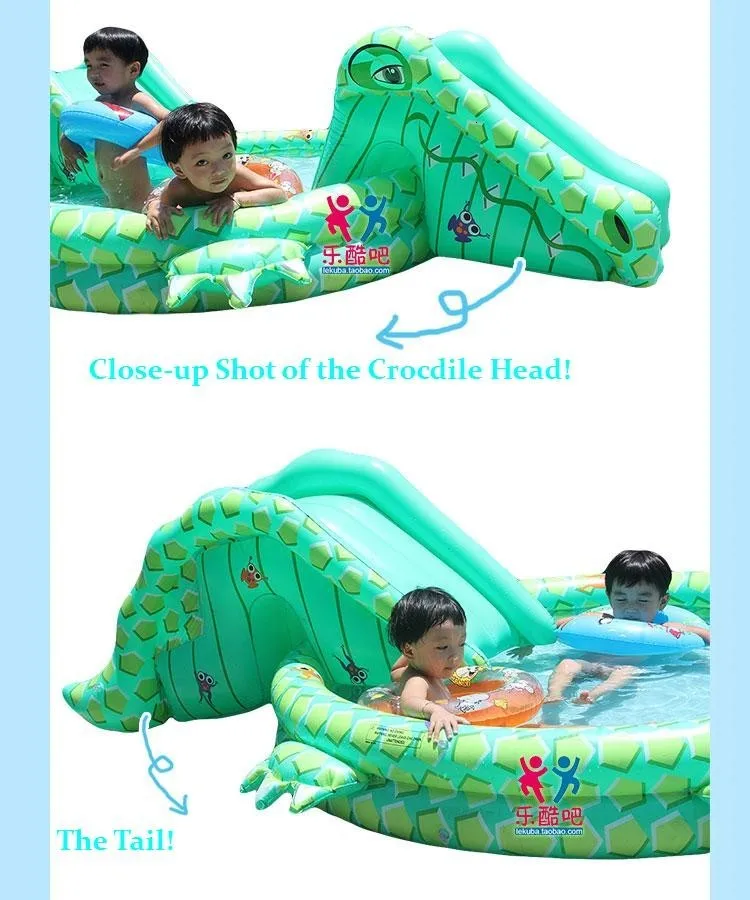 Ey1 Новое поступление многофункциональный надувной детский бассейн с двойной горкой в форме крокодила игровой бассейн для детей