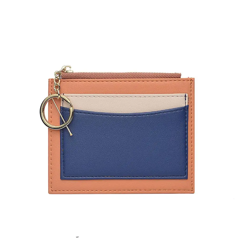 Orange Women Men Card Holder Unisex PU Leather Mini Purse Cards Case Wallet For Credit ID Bank Card Holders Cardholder And Coins Purse - Color: Orange