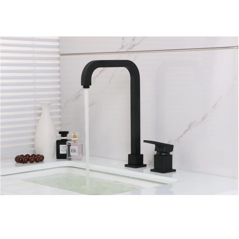 

All copper split square basin black basin faucet