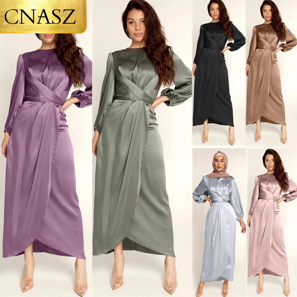 2021 New Muslim Dress Hot selling Design Abaya Clothing For Women Modest Fashion Tie Belt Satin Turkey Middle East | Тематическая