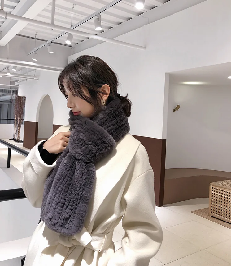 Free Shipping New Genuine Rex Rabbit Fur Scarf 8 Colors Knitted Fur Shawl Winter Real Fur Poncho Wholesale Retail OEM