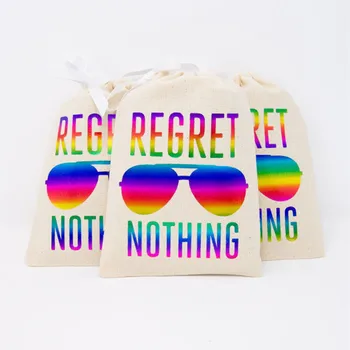 

Custom Gay Pride Rainbow Bachelorette Party Hangover Relief Bags - Regret Nothing Aviator - Bags for Hangover Kit