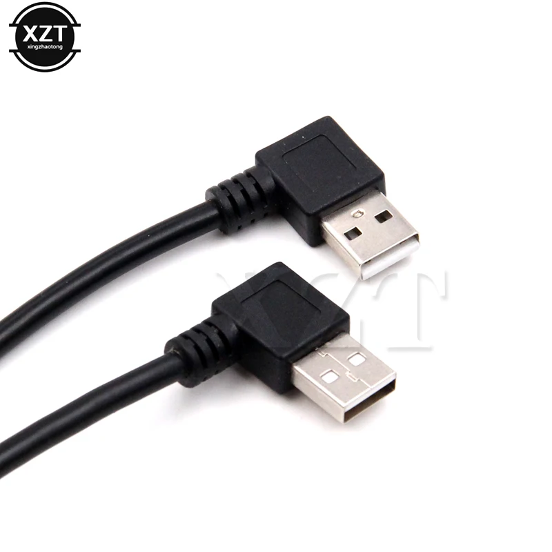 Черный 2 шт 20 см левый/правый угловой 90 градусов USB 2,0 Тип A мужской и женский usbкабель удлинитель