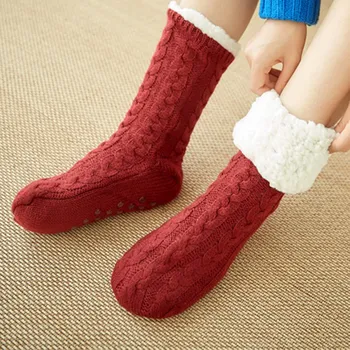 

Non Slip Women Socks Warm Adult Thickened Bed Fluffy Cozy Home Soft Artificial Fleece Lined One Size Winter In Tube Floor