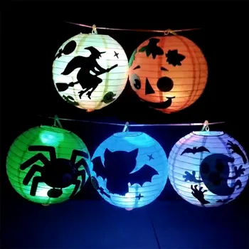 

high quality light weight Halloween Decorations Hanging Paper Lanterns with LED Light Diverse style Decor Paper Lantern