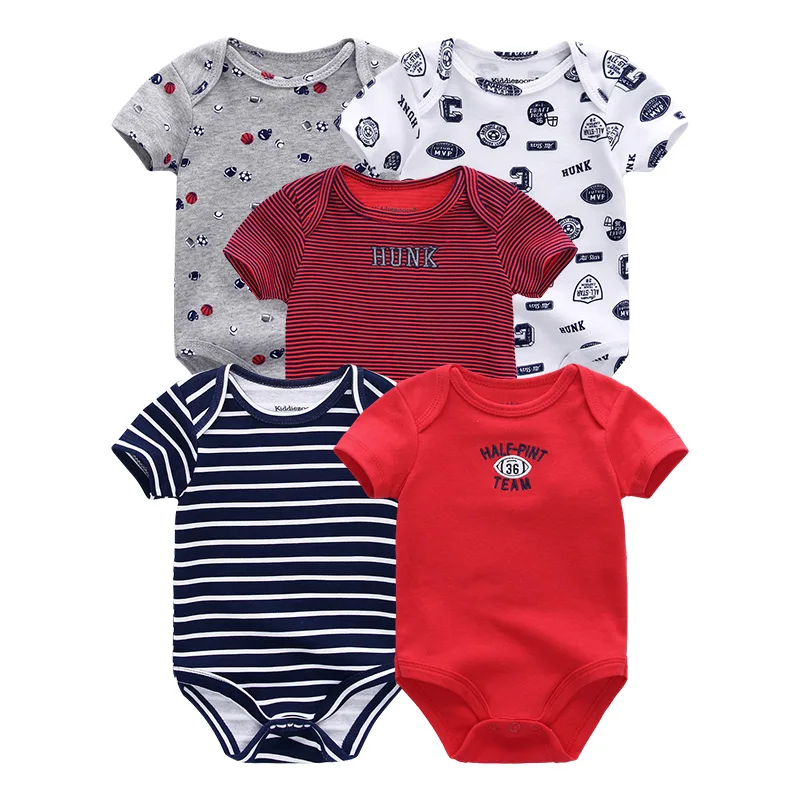 5 шт. Детские хлопковые комбинезоны одежда с коротким рукавом для младенцев