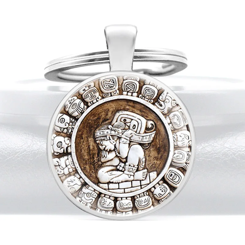 Mysterious Calendar Of The Maya Tribe Design Glass Dome Pendant Keychains